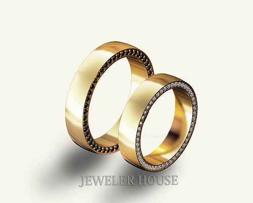 Парные обручальные кольца с бриллиантами в торце СТ-0008